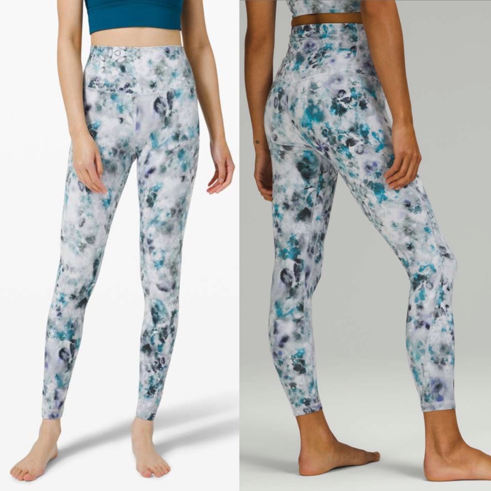 LULULEMON Align Pant Kaleidofloral Multi Blue and White Patterned Leggings 8